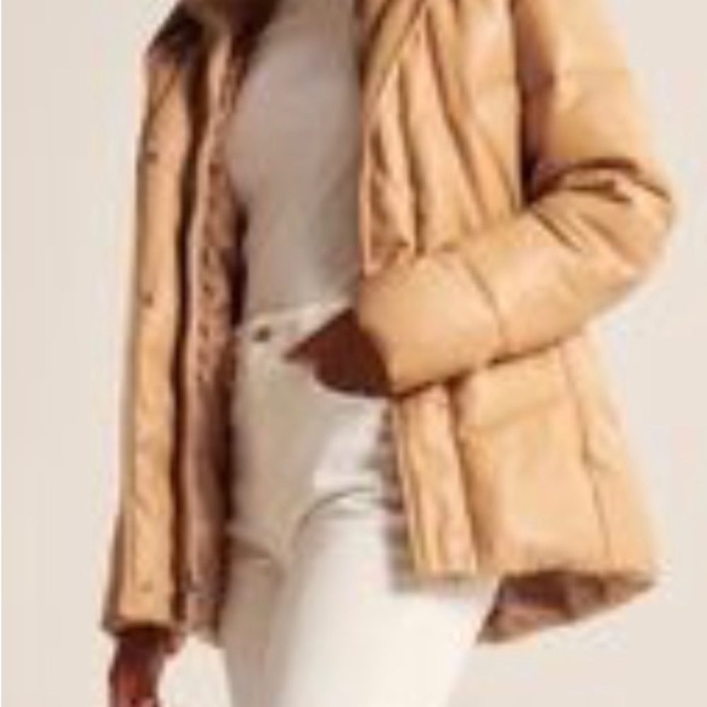 A & F vegan leather puffer coat